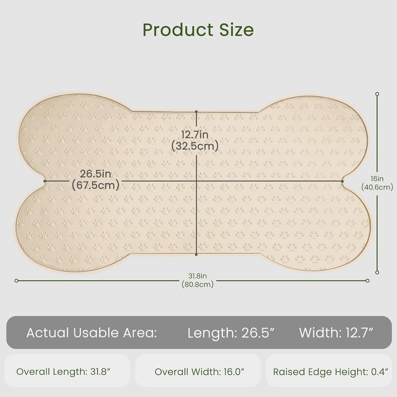 PWTAA Dog Food Mat Anti-Slip Silicone Dog Bowl Mat Thicker Pet Placemat Waterproof Cat Feeder Pad with Raised Edge Puppy Kitten Feeding Mats Suitable Small Medium-Sized Dogs Cats Eating Tray - Image 2
